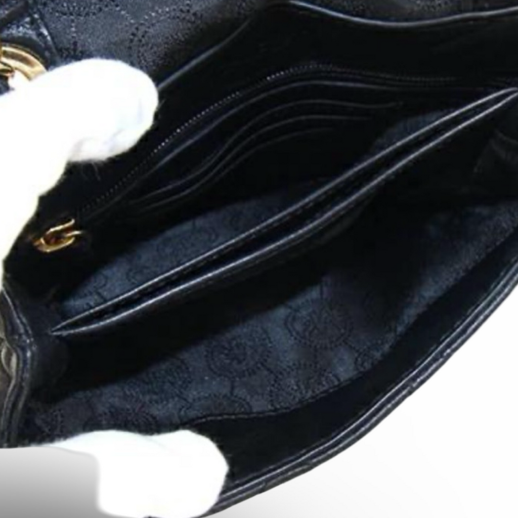 Michael Kors Chain Shoulder Bag Quilted Leather Black Gold – Pre-Owned -Very Good Condition | L’LUXE Authentics