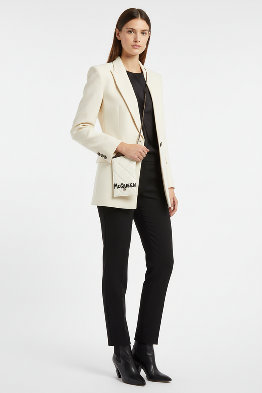 Alexander McQueen Skull Logo Leather Chain Phone Bag White – Good Condition | L’LUXE Authentic’s