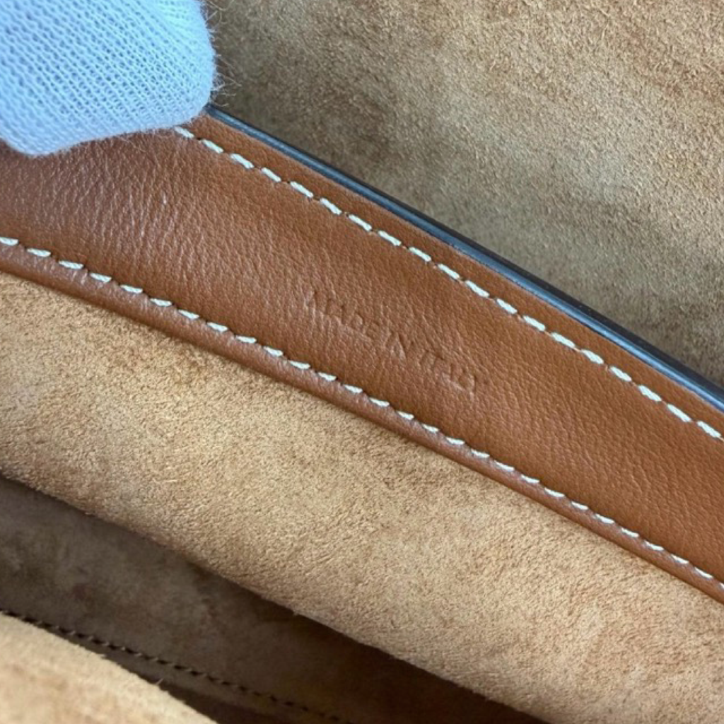 CELINE Teen Soft 16 Suede Leather Shoulder Bag Tan Gold Hardware – Authentic Previously Owned
