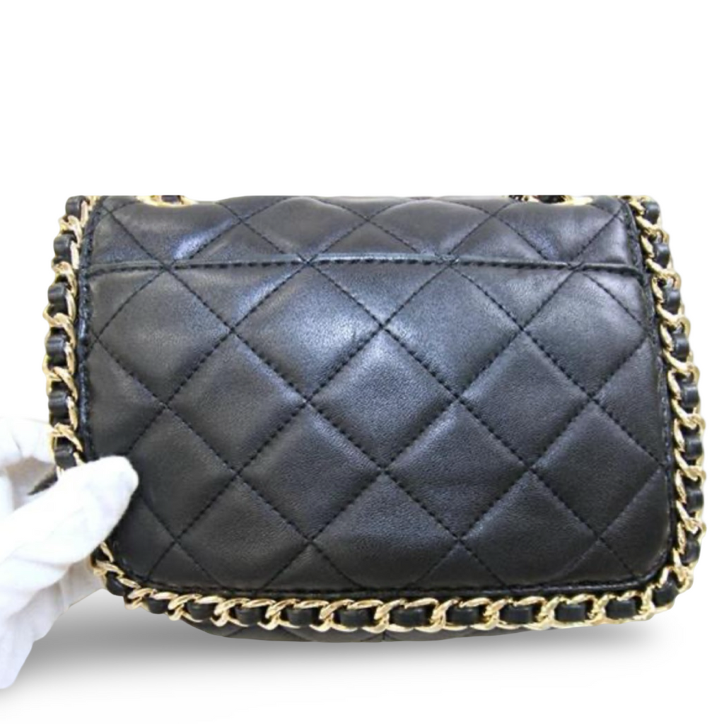 Michael Kors Chain Shoulder Bag Quilted Leather Black Gold – Pre-Owned -Very Good Condition | L’LUXE Authentics