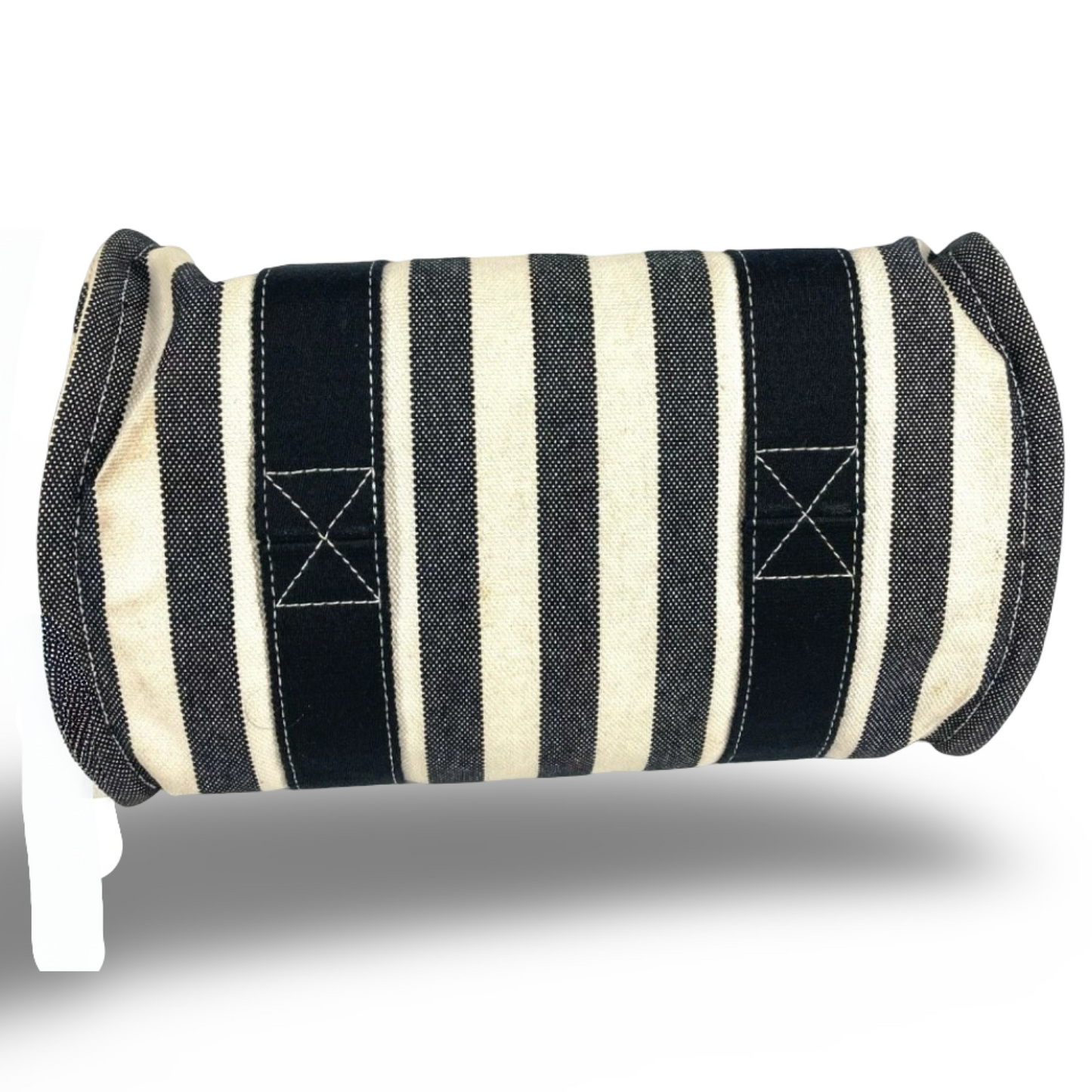 Hermès Cannes PM Border Cotton Canvas Tote Black White – Previously Owned Acceptable Condition | L’LUXE Authentic’s