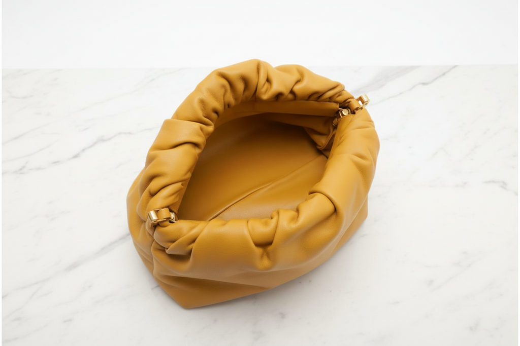 Bottega Veneta The Chain Pouch Curry (Mustard Yellow) Leather Gold Chain Pre-Owned Authentics