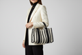 Hermès Cannes PM Border Cotton Canvas Tote Black White Previously Owned  Authentic