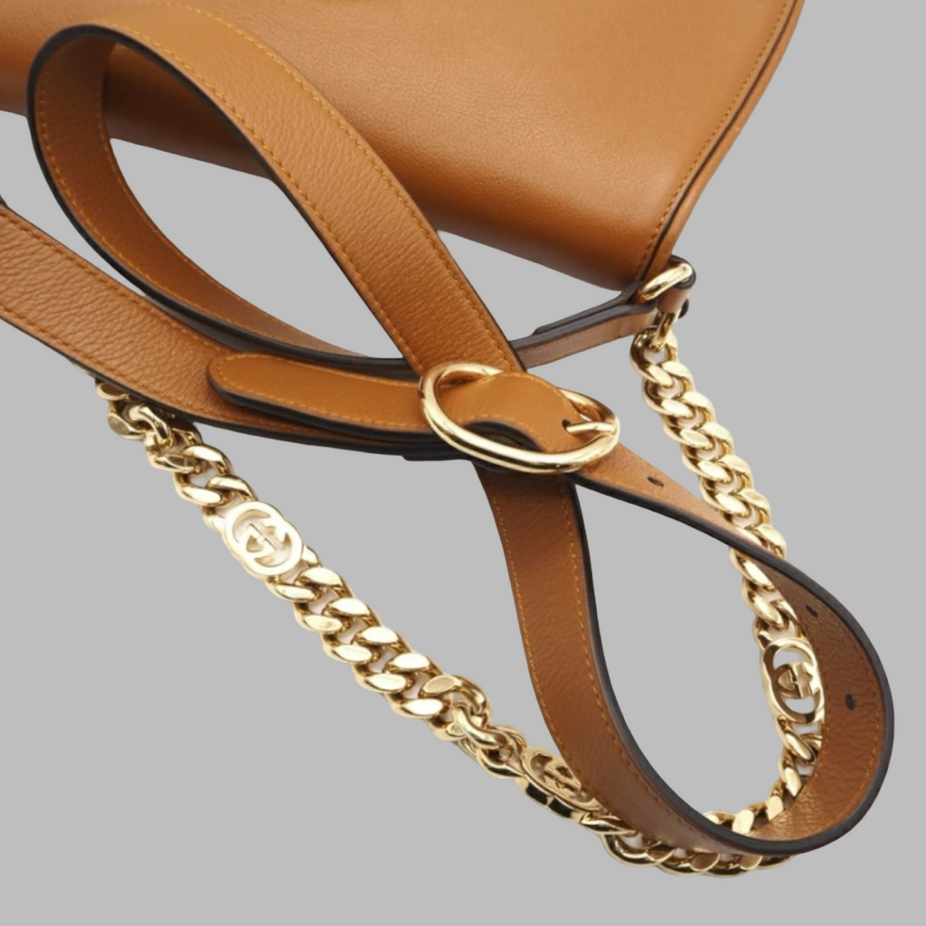 Gucci Blondie 2-Way Shoulder Bag Leather Caramel Authentic Previously Owned