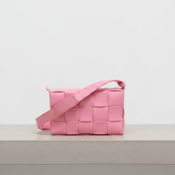 Bottega Veneta Cassette Leather Crossbody Shoulder Bag Pink | Previously Owned Authentic