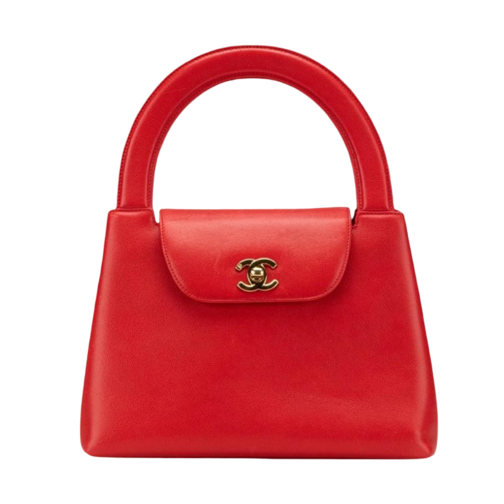 CHANEL Red Caviar Leather Coco Mark Top handle bag in red caviar leather Previously owned Authentic