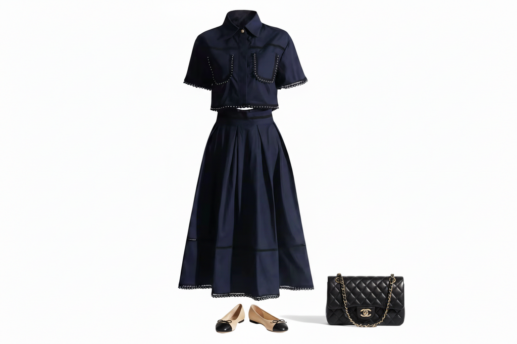 A-Lined Skirt & Lapel Top