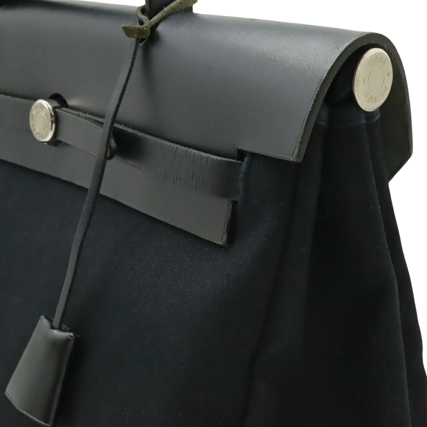 Hermès Herbag MM Toile Officier Leather Handbag Black Pre-Owned – Good Condition | L’LUXE Vintage