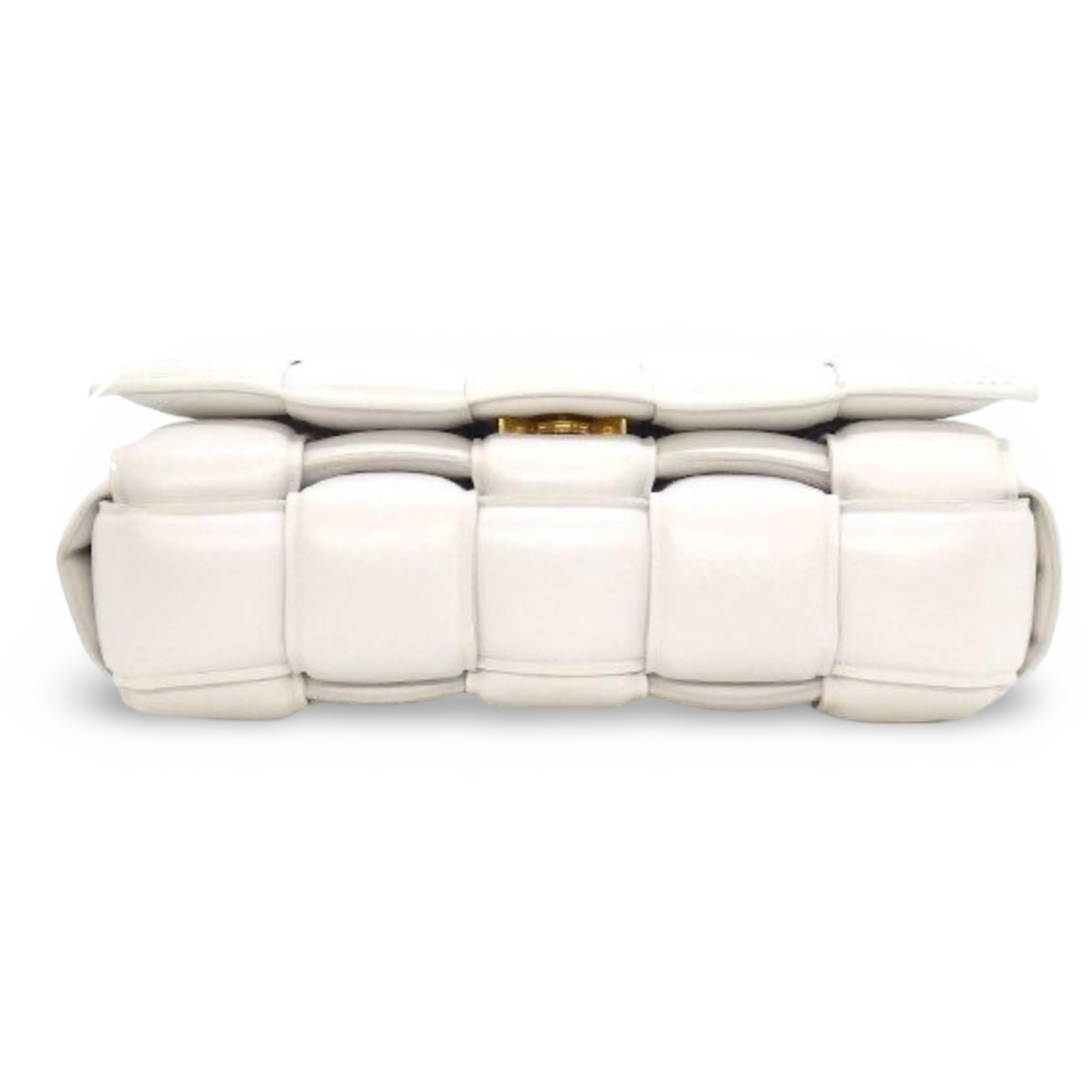 Bottega Veneta Padded Cassette Shoulder Bag Chalk Lambskin Gold Hardware Previously Owned Authentic