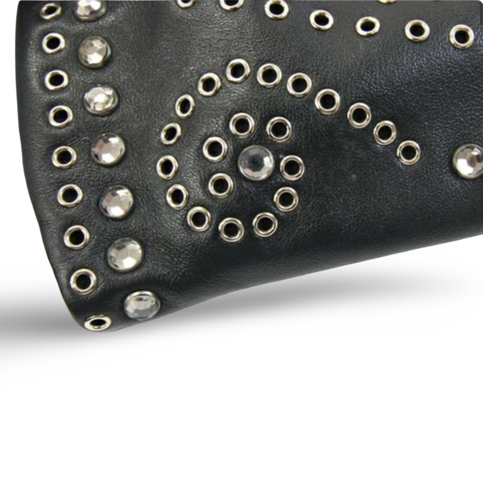 Prada Studded Leather Clutch Black Red Pre-Owned Authentic