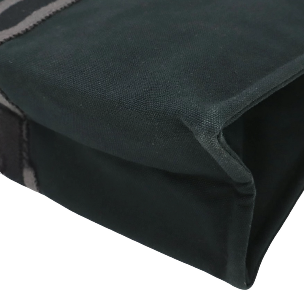 Hermès Fourre Tout Clutch Canvas Leather Black Gray Previously Owned Authentic