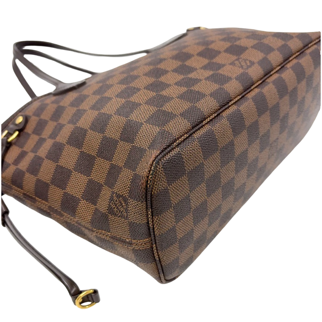 Louis Vuitton Neverfull PM Damier Ebene Tote Bag Brown Previously Owned Authentic