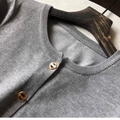 Woman’s Gold Button Knit Cardigan – O-Neck Long Sleeve Sweater