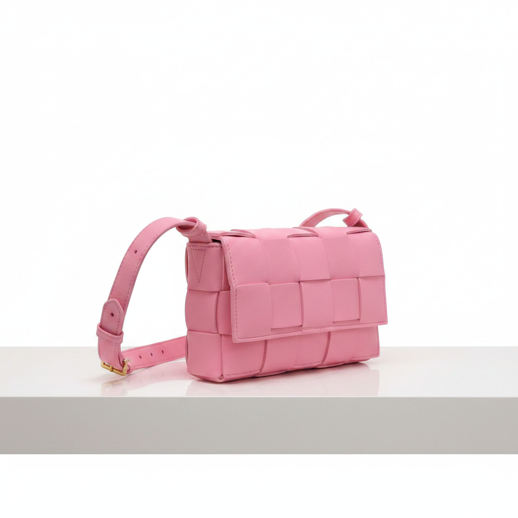 Bottega Veneta Cassette Leather Crossbody Shoulder Bag Pink | Previously Owned Authentic