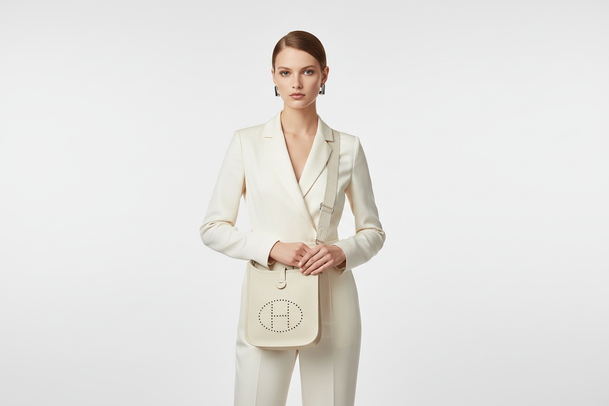 Hermès Evelyne TPM Taurillon Clemence Beton Silver Hardware 2025 – Pe-Owned- Like New Condition | L’LUXE Authentic’s