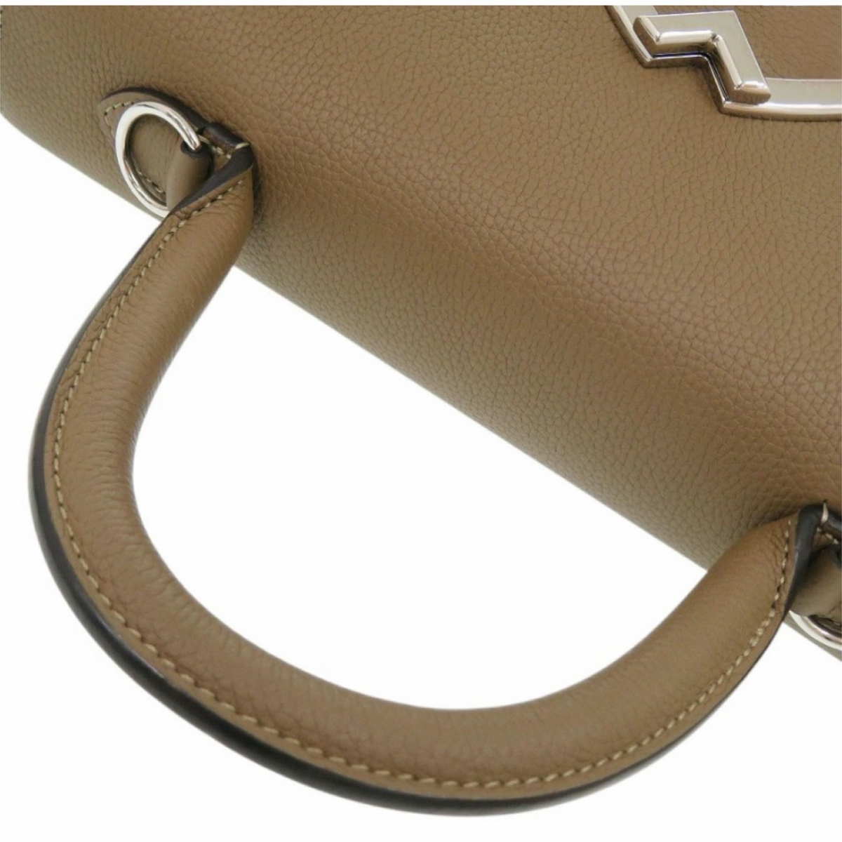 Moynat Gabrielle Taupe Grained Leather 2-Way Handbag – Previously Owned