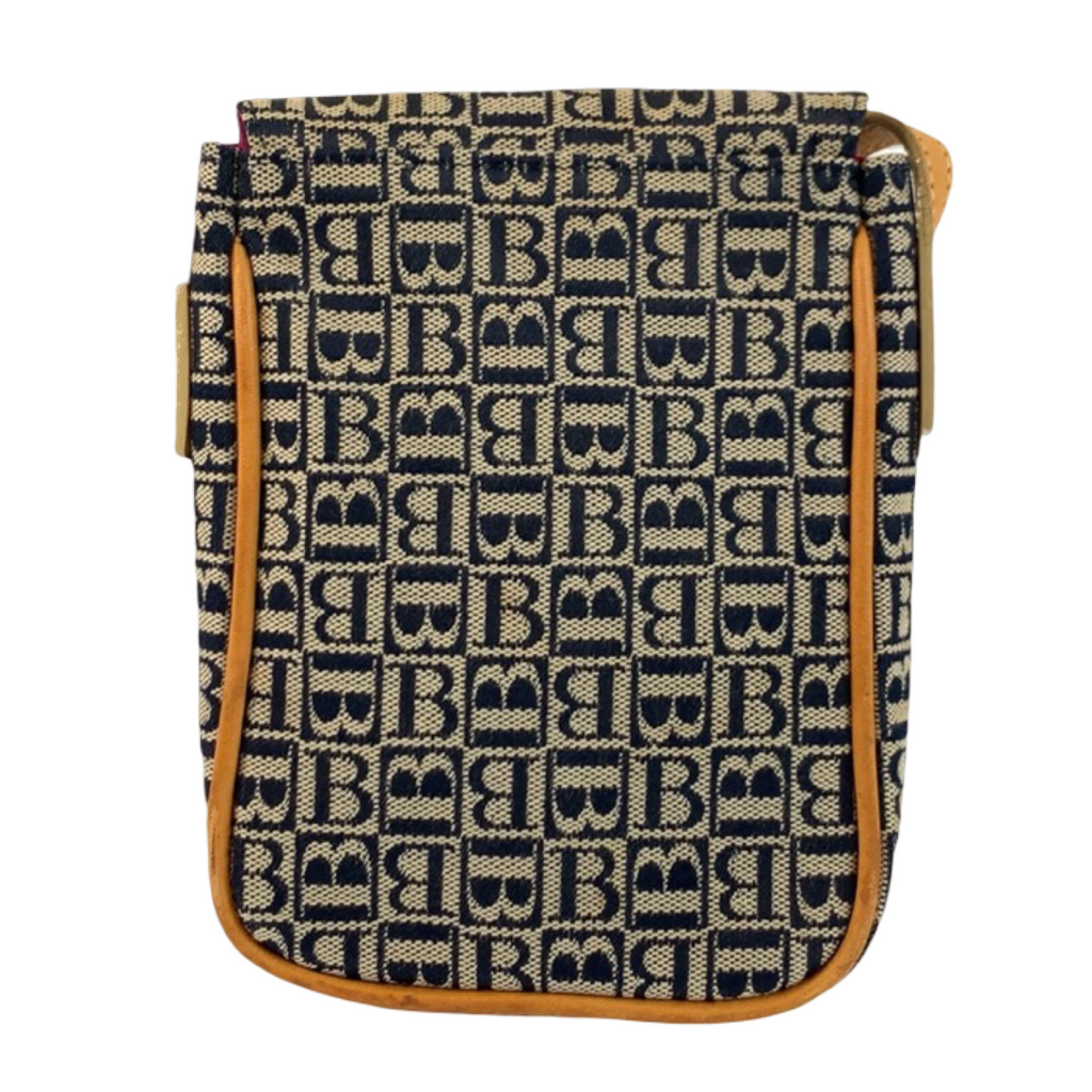 Burberry Monogram Canvas Leather Shoulder Bag Pouch Previously Owned Authentic