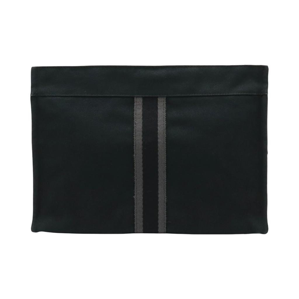 Hermès Fourre Tout Clutch Canvas Leather Black Gray Previously Owned Authentic