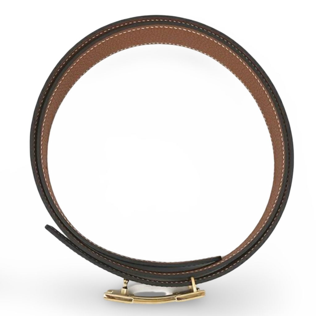 Hermès Constance H Belt 32mm Togo / Box Calf Black Gold Size 85 W Stamp 2024 Previously Owned Like New Authentic