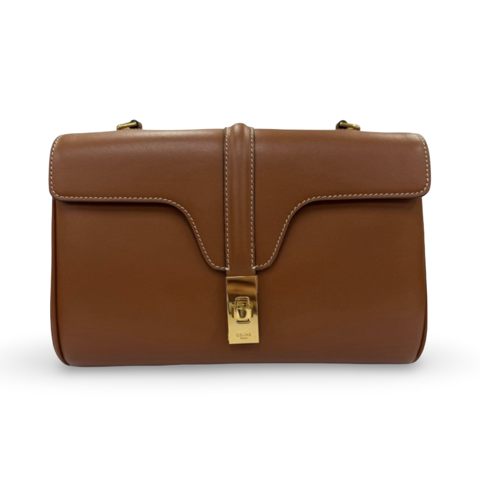 CELINE Teen Soft 16 Suede Leather Shoulder Bag Tan Gold Hardware – Authentic Previously Owned