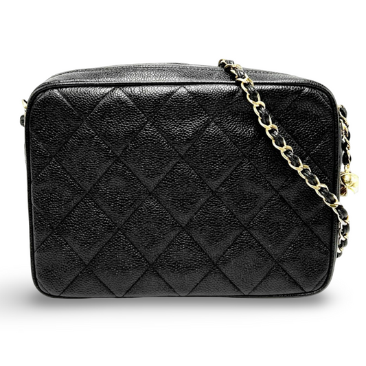 Chanel Matelassé Coco Ball Shoulder Bag Caviar Leather Black Pre-Owned Good Condition | L’LUXE Authentic’s
