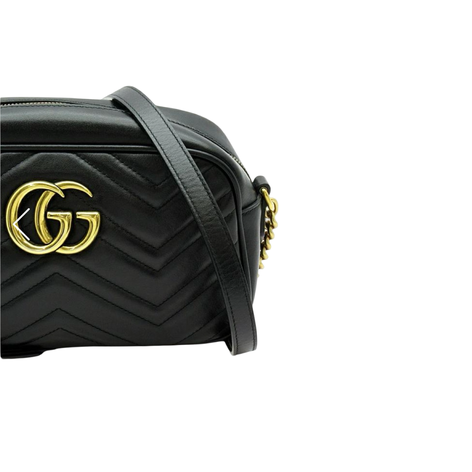 Gucci GG Marmont Small Camera Bag  Matelassé Leather Black Previously Owned Authentic