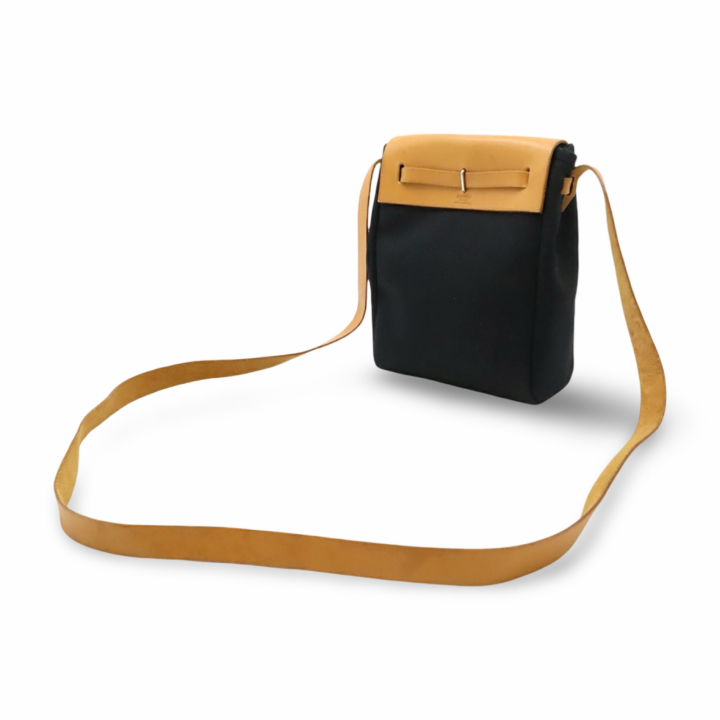 Hermès Toile Officier TPM Shoulder Bag Leather Black Natural – Previously Owned Good Condition | L’LUXE Authentic’s