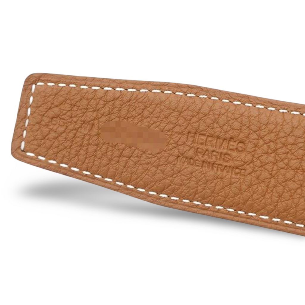 Hermès Constance H Belt 32mm Togo / Box Calf Black Gold Size 85 W Stamp 2024 Previously Owned Like New Authentic