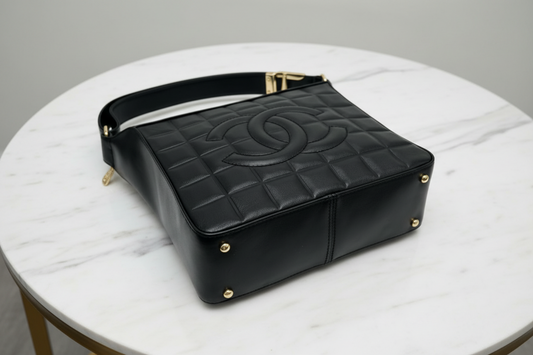 Chanel is CC Semi-Shoulder Bag Black Leather Gold Hardware – Previously Owned Very Good Condition | L’LUXE Authentic’s