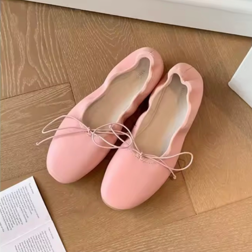French-Inspired Genuine Leather Ballet Flats – Soft Round Toe Slip-On Shoes