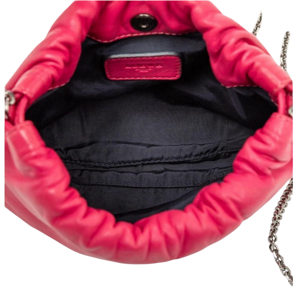 LOEWE Anagram Drawstring Chain Shoulder Bag Pink Leather Previously Owned Authentic