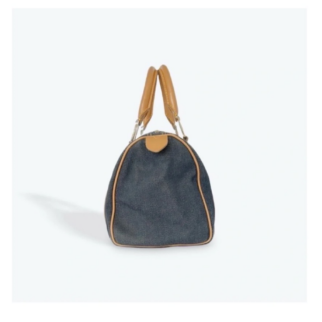Dior Vintage Blue Denim Mini Boston Bag with Leather Trim previously Owned Authentic