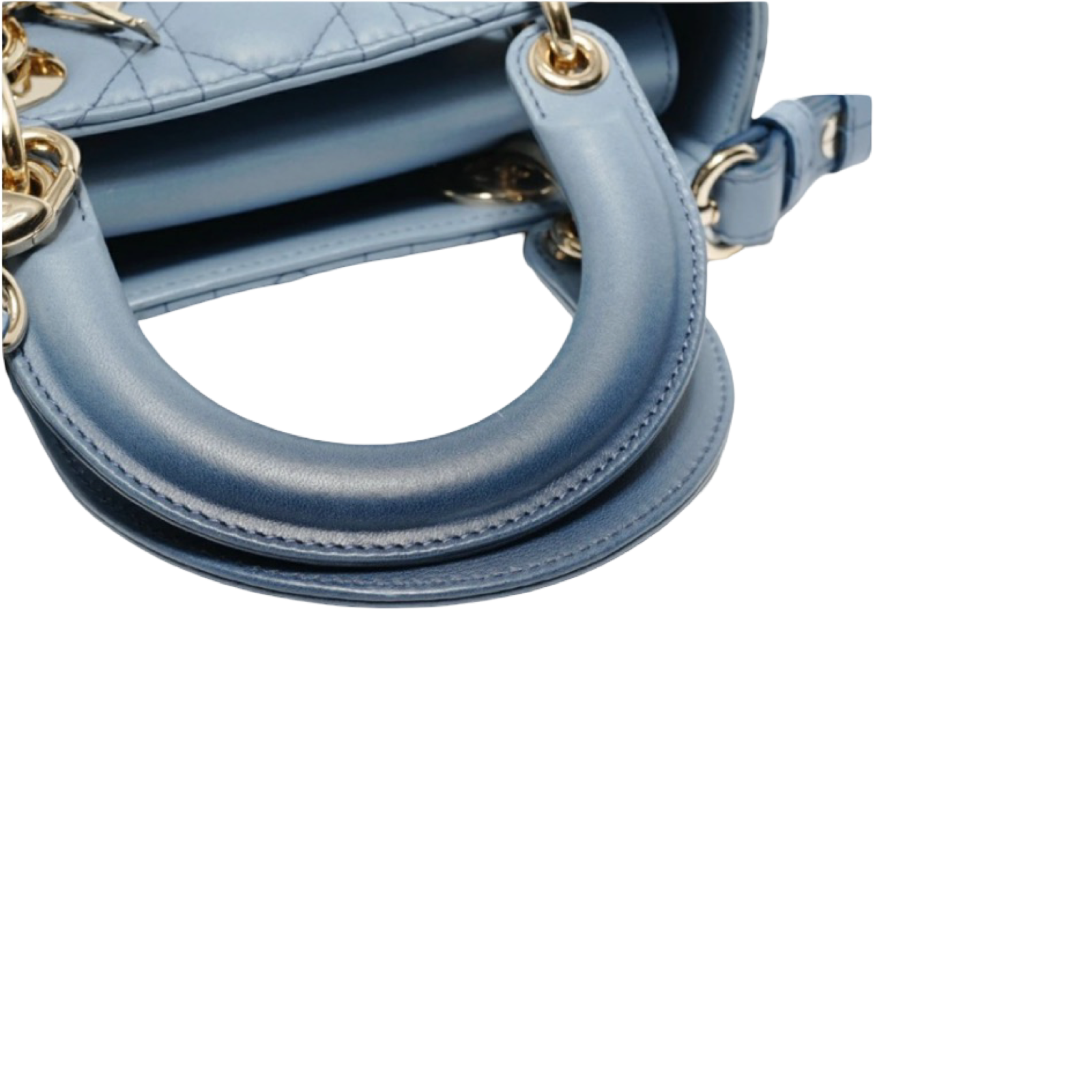 Christian Dior Lady Dior Small Cannage Handbag Blue Authentic Previously Owned