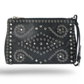 Prada Studded Leather Clutch Black Red Pre-Owned Authentic