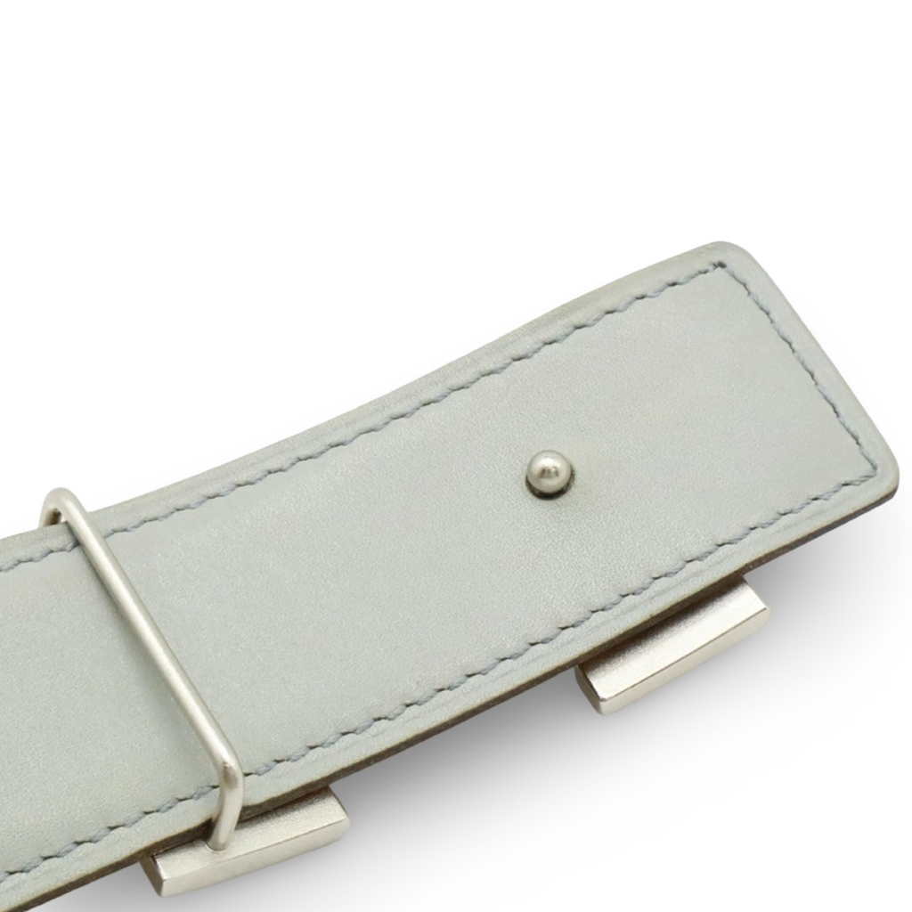 Hermès H Reversible Belt Light Brown / Light Gray Silver H Buckle Size 75 Pre-Owned Authentic