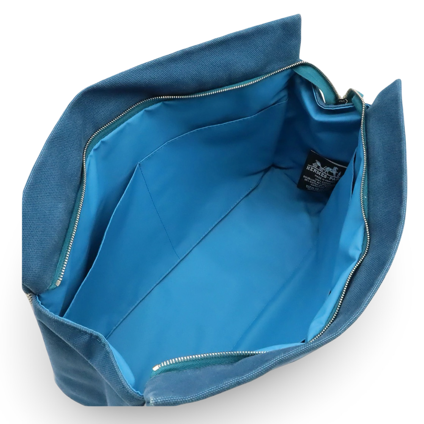 Hermès Jimetoux GM Canvas Travel Pouch Blue Ivory – Previously Owned Good Condition | L’LUXE Authentic’s