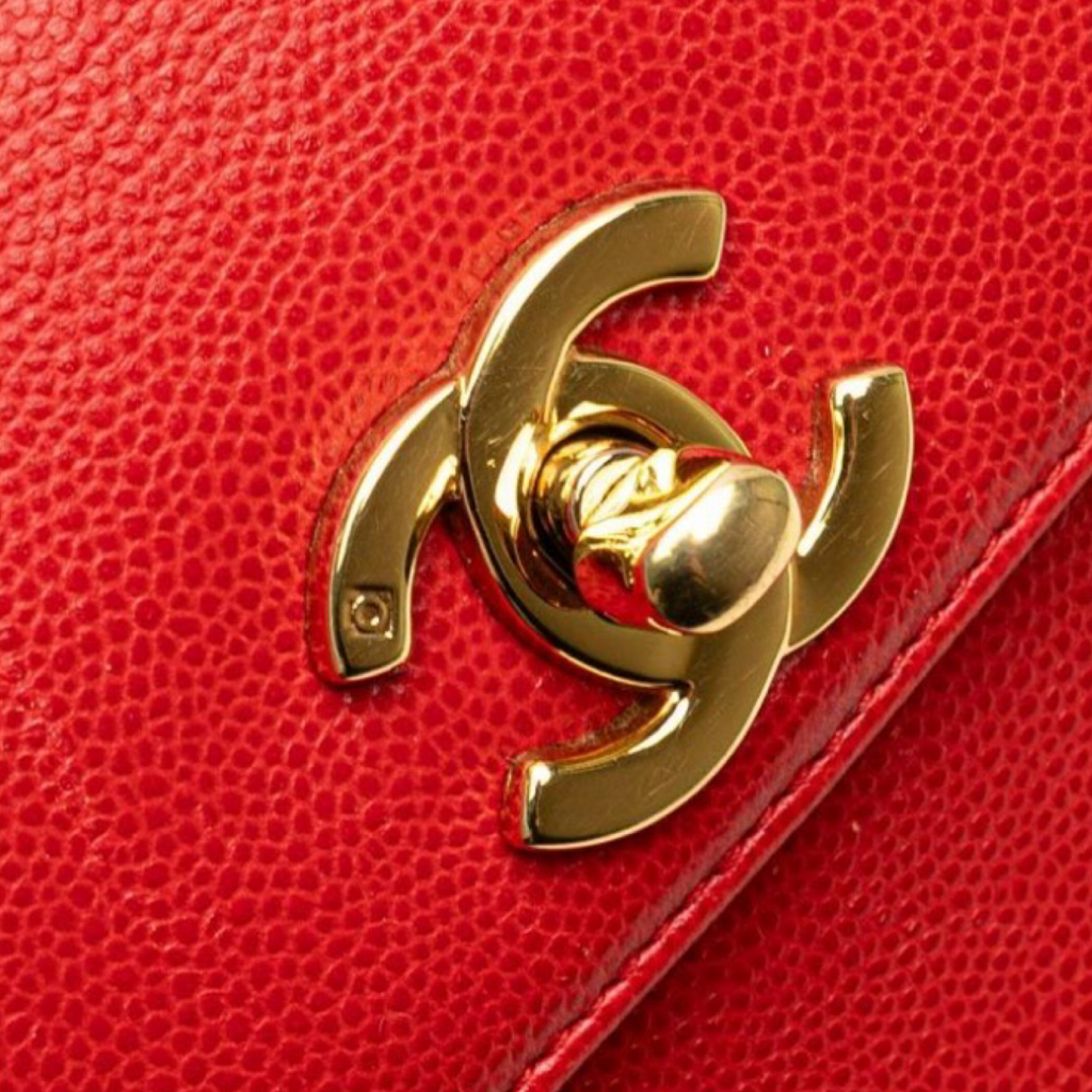 CHANEL Red Caviar Leather Coco Mark Top handle bag in red caviar leather Previously owned Authentic