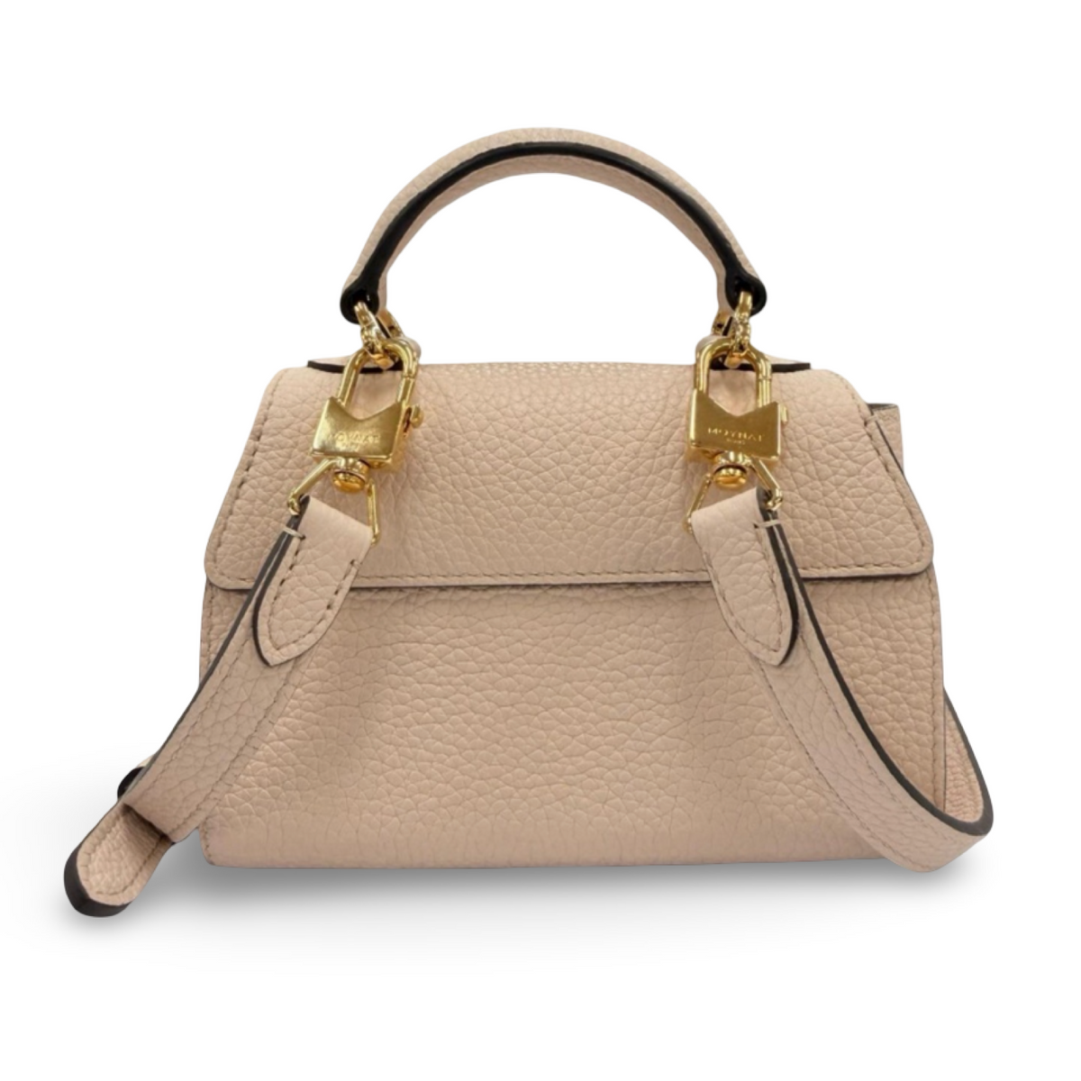 Moynat Réjane Nano Pink Beige Leather 2-Way Mini Handbag Authentic Previously Owned
