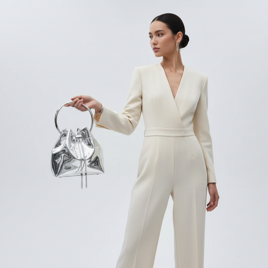 Silver Mirror Mini Bucket Evening Bag | L’LUXE Handbags