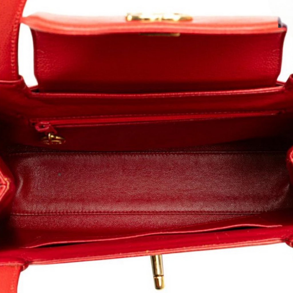 CHANEL Red Caviar Leather Coco Mark Top handle bag in red caviar leather Previously owned Authentic