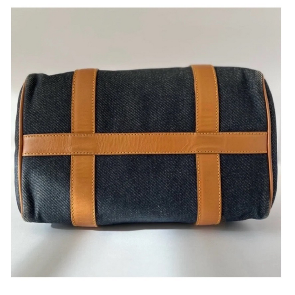 Dior Vintage Blue Denim Mini Boston Bag with Leather Trim previously Owned Authentic