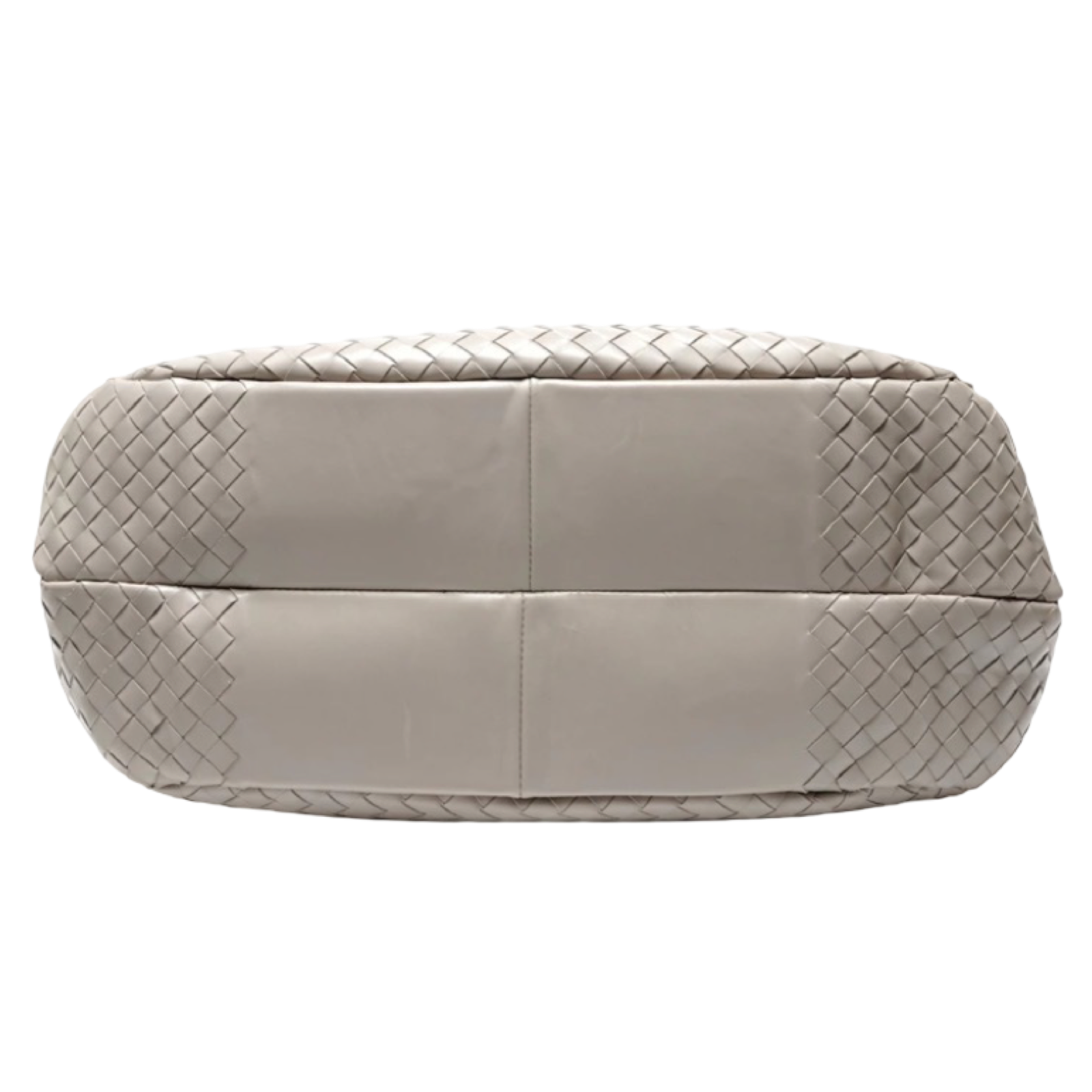 BOTTEGA VENETA Campana Intrecciato Light Grey Leather Shoulder Bag – Authentic Previously Owned