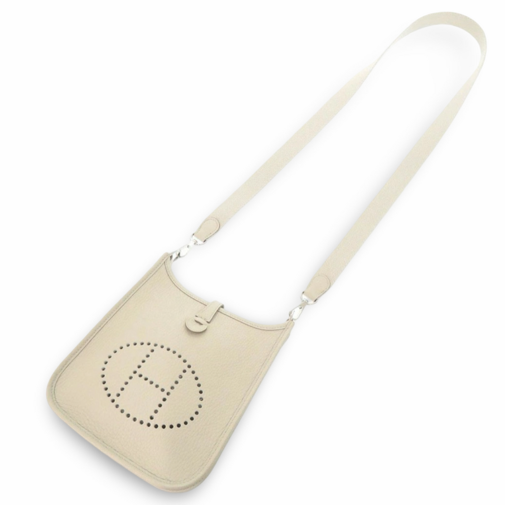 Hermès Evelyne TPM Taurillon Clemence Beton Silver Hardware 2025 Previously Owned Like New Authentic