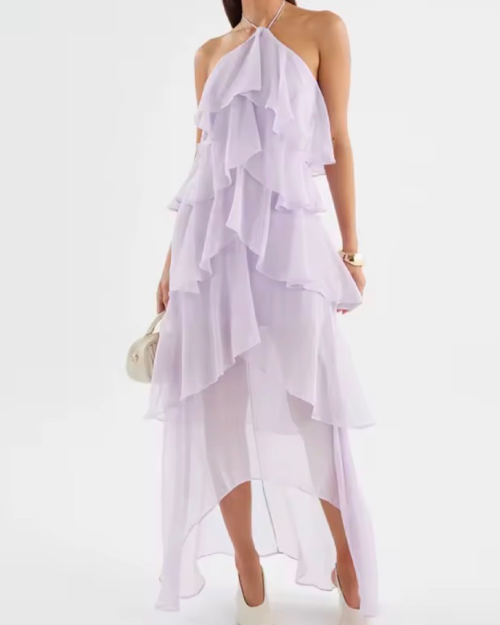 Women’s Layered Ruffle Halter High-Low Dress