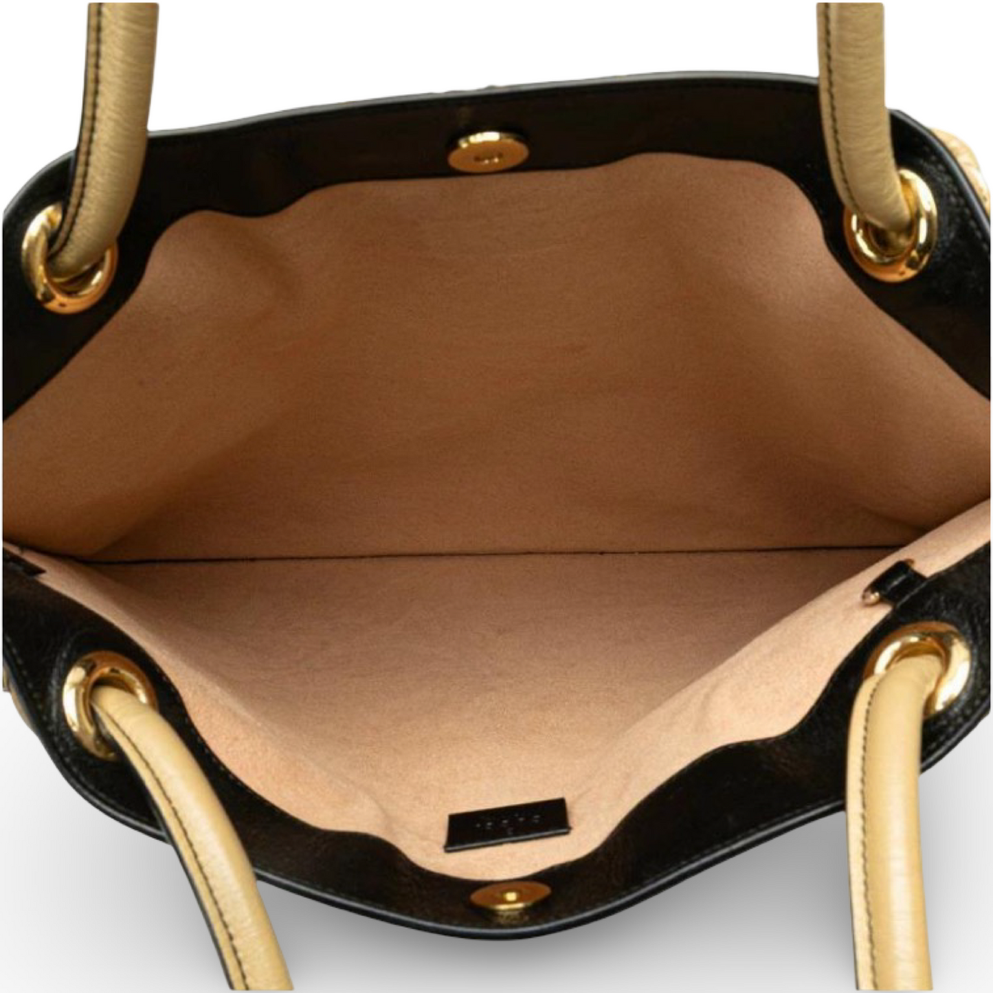 GUCCI Zumi Horsebit Bicolour Leather Tote Bag Black beige– Previously Owned - Excellent Condition | L’LUXE Authentic’s