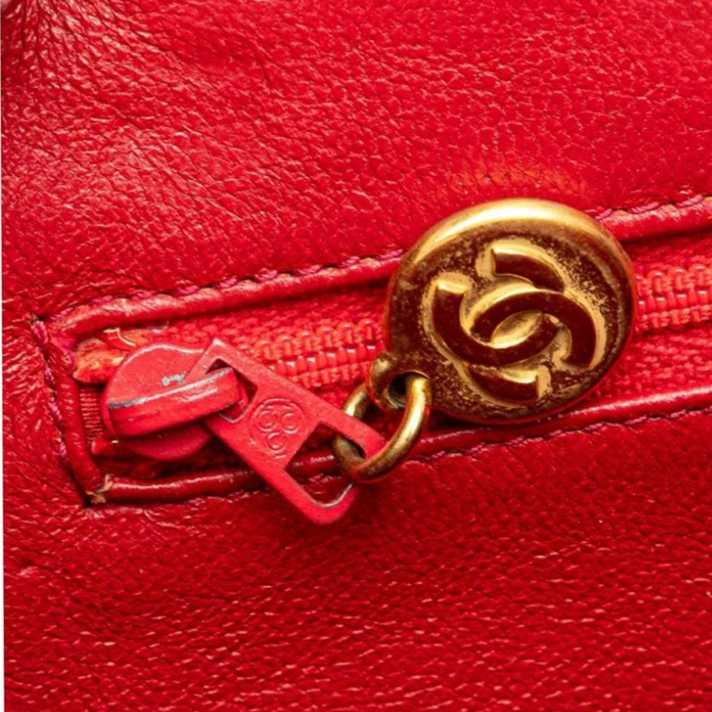 CHANEL Red Caviar Leather Coco Mark Top handle bag in red caviar leather Previously owned Authentic