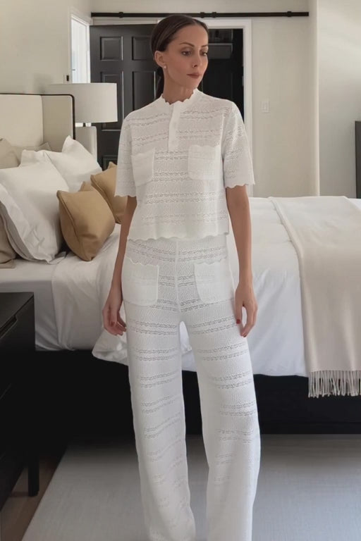 Knit Top & Wide Leg Pants Two-Piece Set