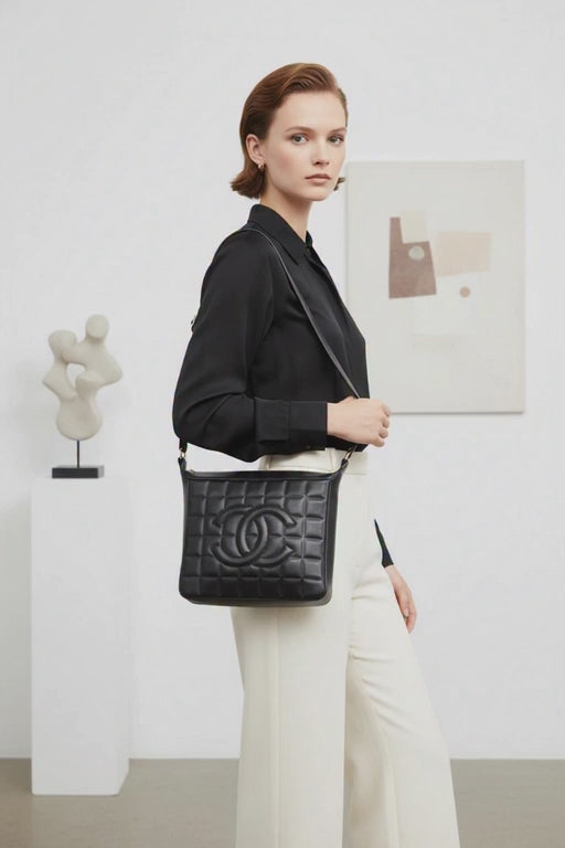 Chanel is CC Semi-Shoulder Bag Black Leather Gold Hardware – Previously Owned Very Good Condition | L’LUXE Authentic’s